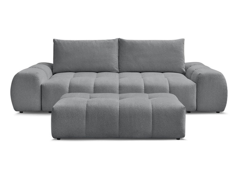 3er Sofa mit Hocker BOBOCHIC EVEREST Stoff chiniert dunkelgrau