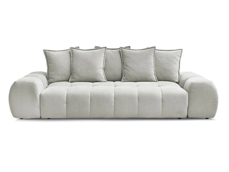3er Sofa BOBOCHIC EVEREST Stoff mit Textur hellgrau