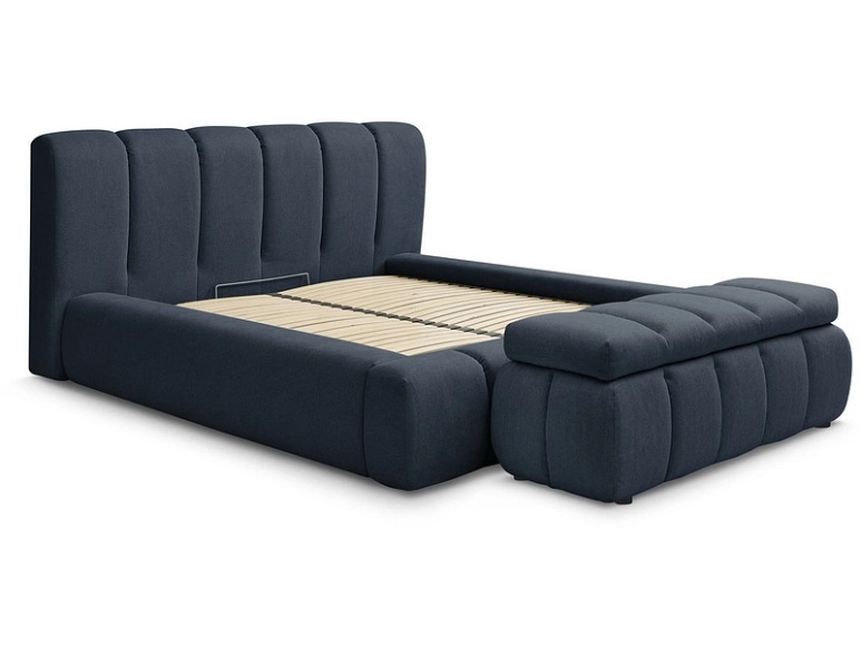 Kastenbett mit Bettkasten BOBOCHIC DENALI 160x200cm dunkelblau