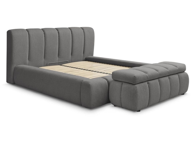 Kastenbett mit Bettkasten BOBOCHIC DENALI 180x200cm dunkelgrau