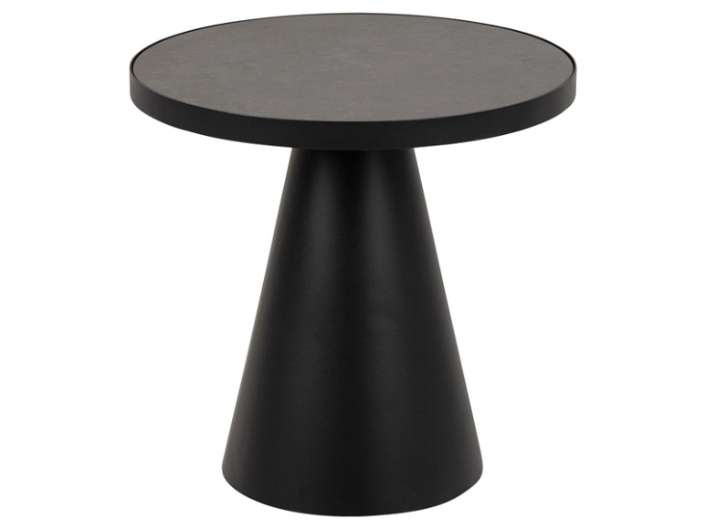 Couchtisch Eliot Glas Keramik schwarz rund 45x45