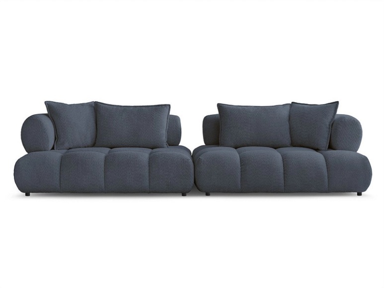 Sofa BOBOCHIC ALYA Boucle-Stoff dunkelblau