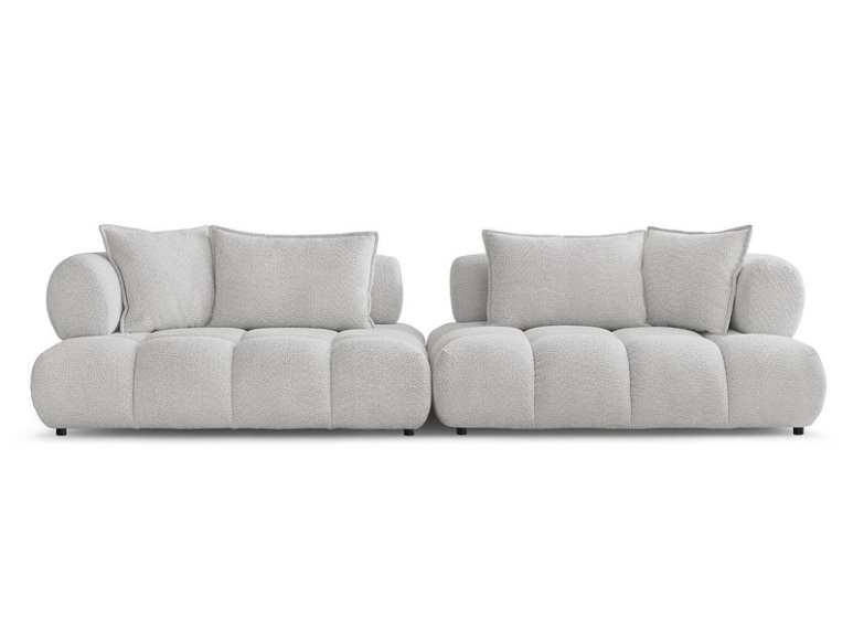 Sofa BOBOCHIC ALYA Boucle-Stoff hellgrau