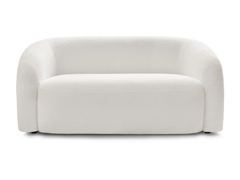2er Sofa BOBOCHIC ELINA Boucle-Stoff weiss