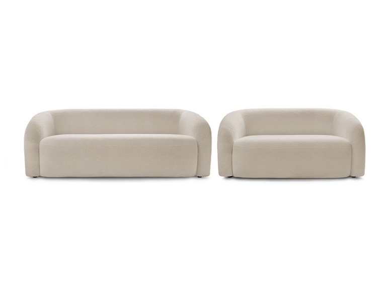 2er + 3er Sofa BOBOCHIC ELINA Boucle-Stoff beige