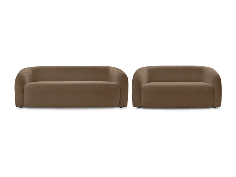 2er + 3er Sofa BOBOCHIC ELINA Boucle-Stoff rotbraun