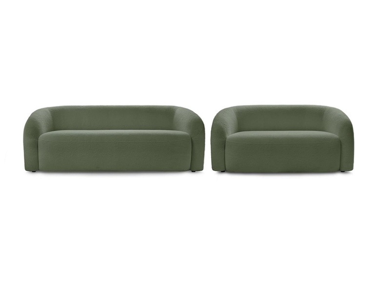 2er + 3er Sofa BOBOCHIC ELINA Boucle-Stoff grün