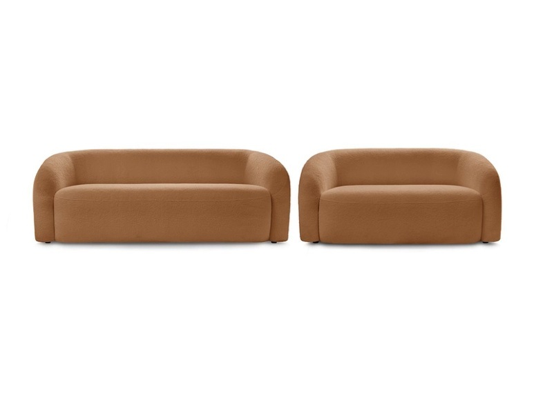 2er + 3er Sofa BOBOCHIC ELINA Boucle-Stoff orange
