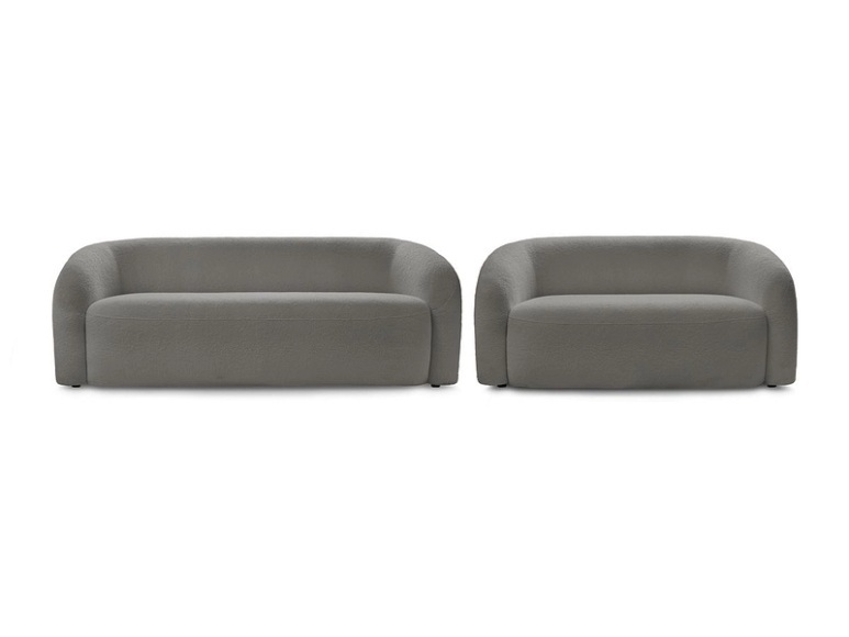 2er + 3er Sofa BOBOCHIC ELINA Boucle-Stoff dunkelgrau