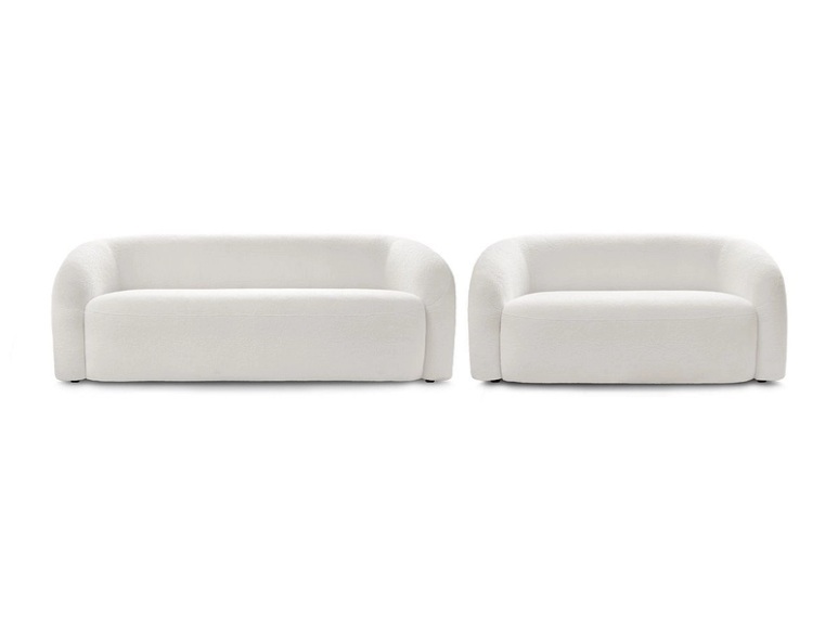 2er + 3er Sofa BOBOCHIC ELINA Boucle-Stoff weiss