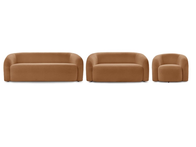 2er + 3er Sofa BOBOCHIC ELINA Boucle-Stoff orange