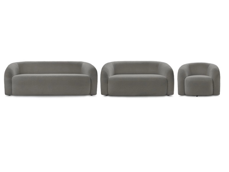 2er + 3er Sofa BOBOCHIC ELINA Boucle-Stoff dunkelgrau