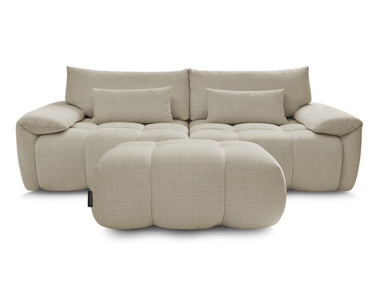 3er Sofa mit Hocker BOBOCHIC IVANE Stoff mit Textur beige