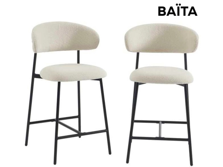 Set 2 Barhocker BAÏTA GALLY stoff beige