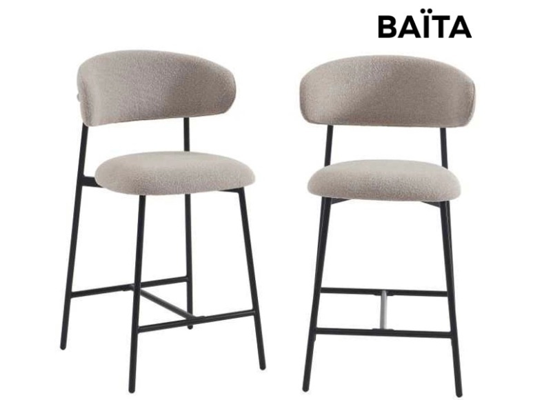 Set 2 Barhocker BAÏTA GALLY stoff seidengrau