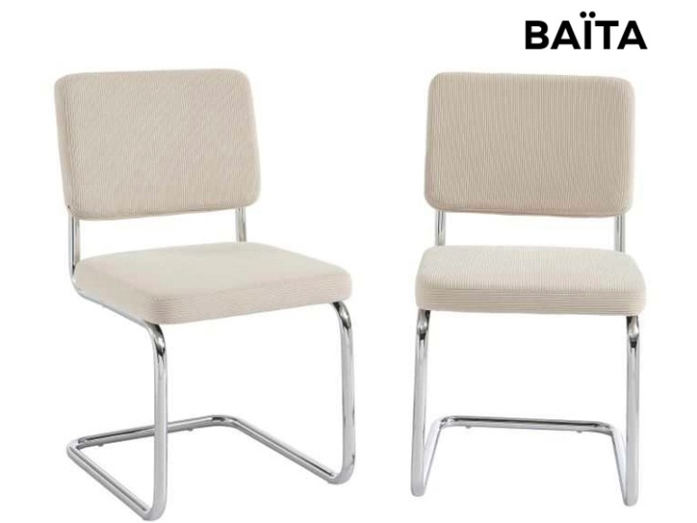 Set mit 2 Stühlen BAÏTA JACK Samt cremeweiss