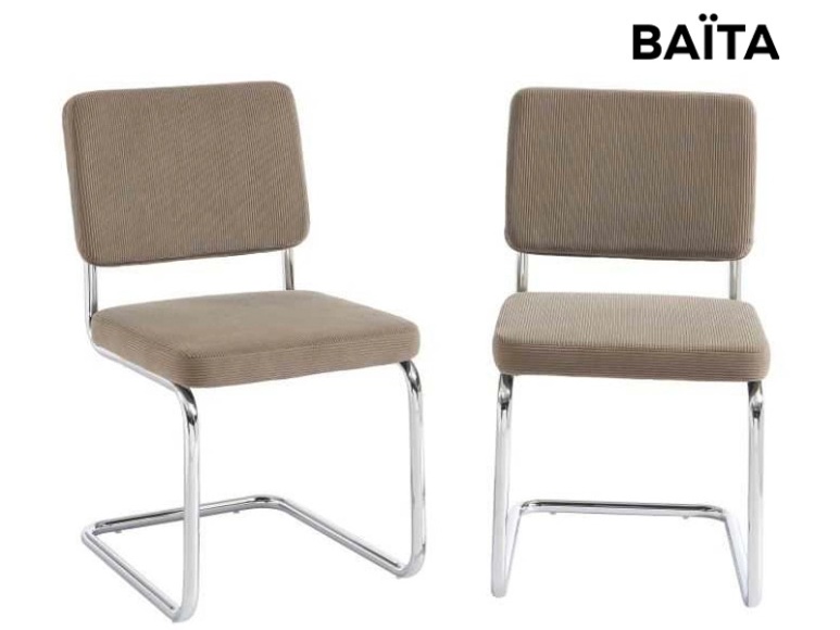 Set mit 2 Stühlen BAÏTA JACK Samt seidengrau