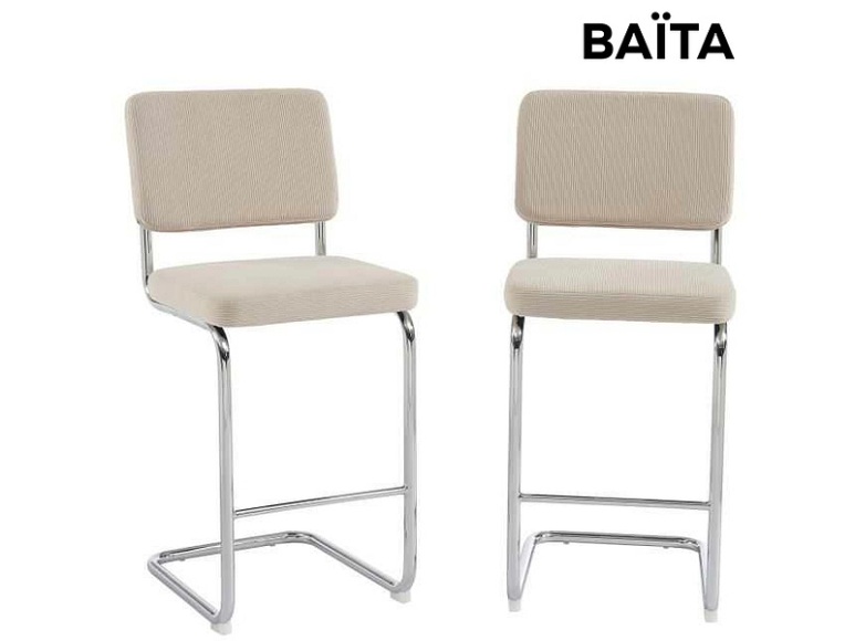 Set 2 Barhocker BAÏTA JACK stoff beige