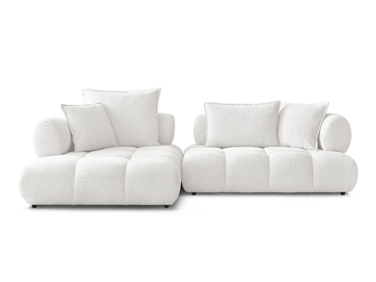 Ecksofa BOBOCHIC ALYA Boucle-Stoff weiss