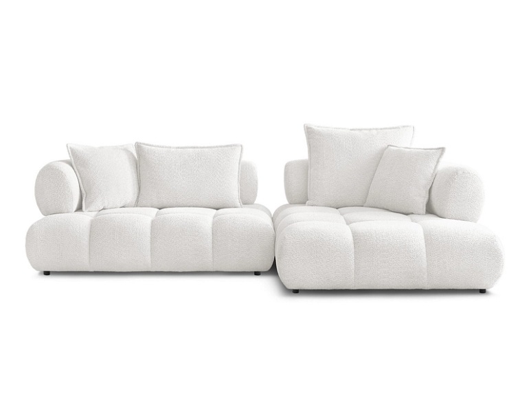 Ecksofa BOBOCHIC ALYA Boucle-Stoff weiss
