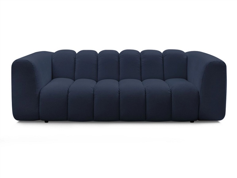 3er Sofa BOBOCHIC TALIA Stoff chiniert dunkelblau