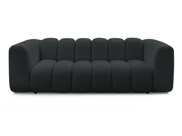 3er Sofa BOBOCHIC TALIA Stoff chiniert schwarz