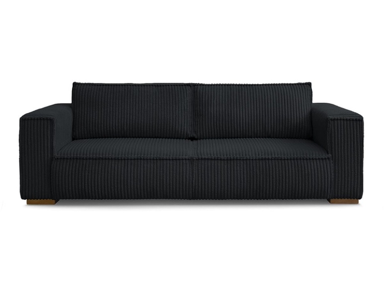 3er Sofa BOBOCHIC CHELSEA Cord-Stoff schwarz