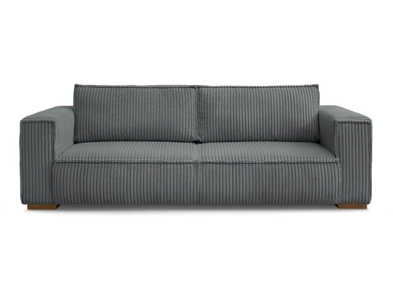 3er Sofa BOBOCHIC CHELSEA Cord-Stoff dunkelgrau