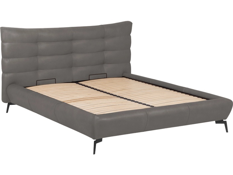 Bett WILLOW 180x200cm echtleder hellgrau