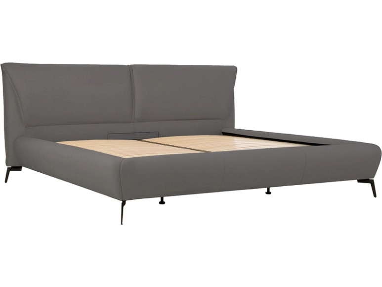 Bett DOVER 160x200cm echtleder hellgrau