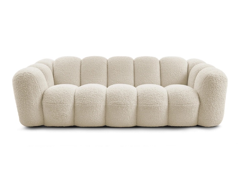 3er Sofa BOBOCHIC HIPPOLYTE Boucle-Stoff cremefarben