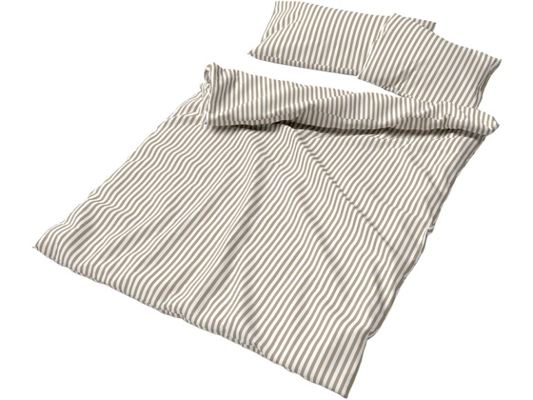Lotus Bettwaren - Bettwäsche Bambus Streifen greige, 200X210CM, Greige