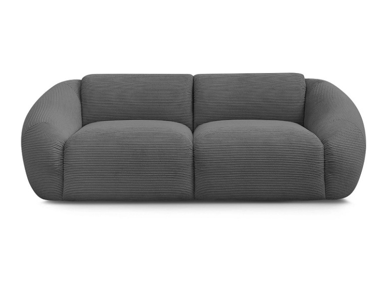 2er Sofa BOBOCHIC TINA Cord-Stoff dunkelgrau