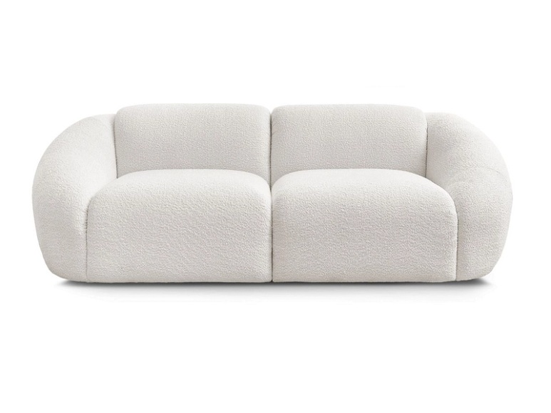2er Sofa BOBOCHIC TINA Boucle-Stoff weiss