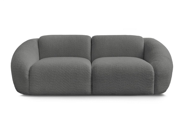 2er Sofa BOBOCHIC TINA Boucle-Stoff dunkelgrau