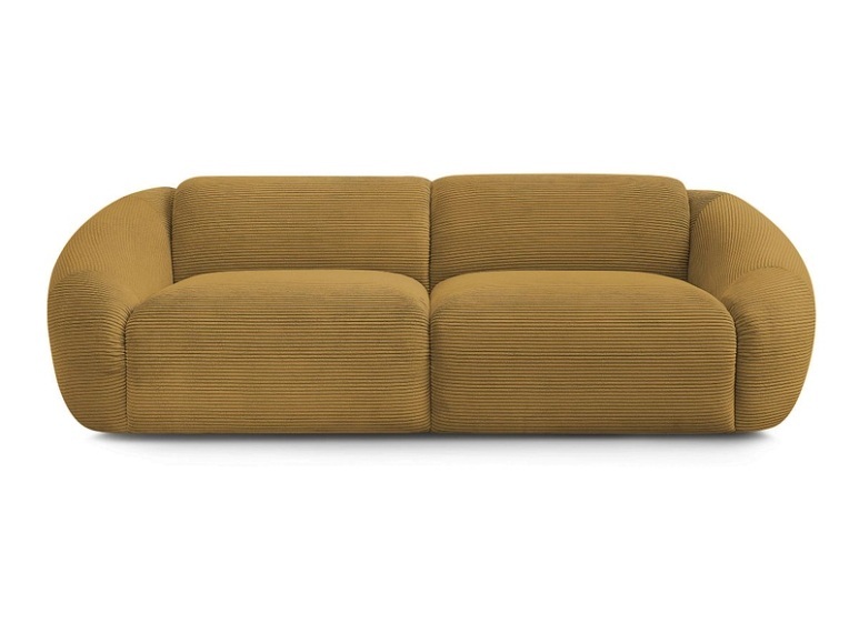 3er Sofa BOBOCHIC TINA Cord-Stoff gelb