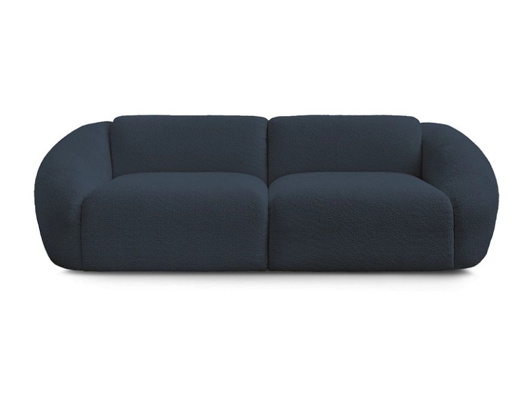3er Sofa BOBOCHIC TINA Boucle-Stoff dunkelblau