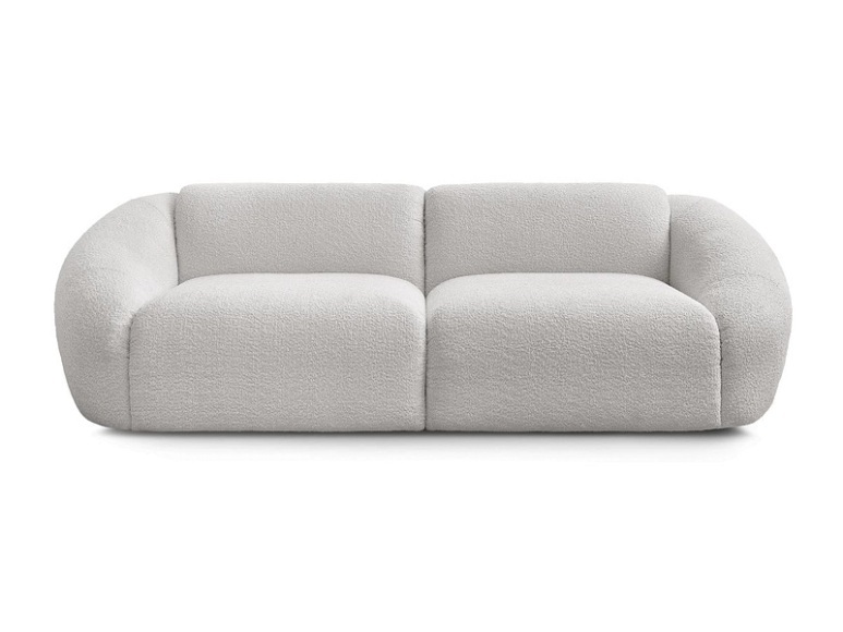 3er Sofa BOBOCHIC TINA Boucle-Stoff hellgrau