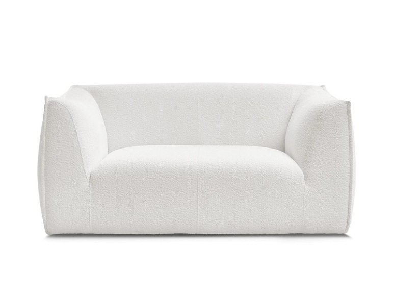2er Sofa BOBOCHIC GIORGIA Boucle-Stoff weiss