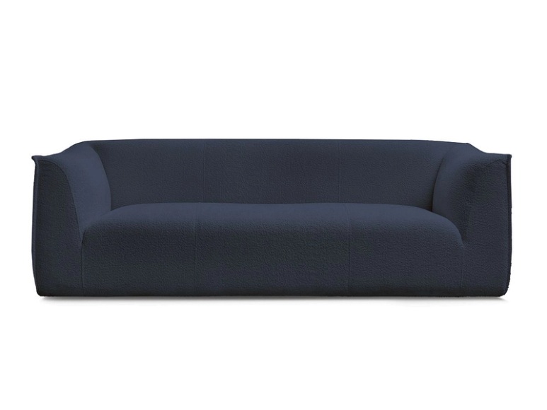 3er Sofa BOBOCHIC GIORGIA Boucle-Stoff dunkelblau