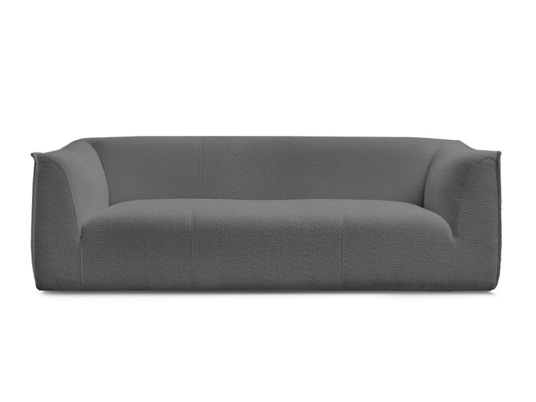 3er Sofa BOBOCHIC GIORGIA Boucle-Stoff dunkelgrau