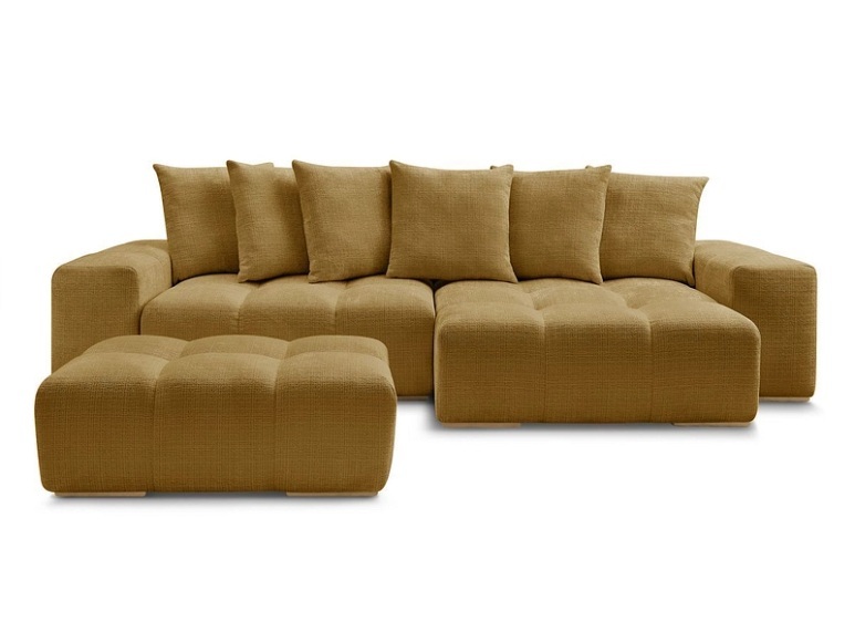 Ecksofa mit Hocker BOBOCHIC ANAKIN Stoff mit Textur gelb