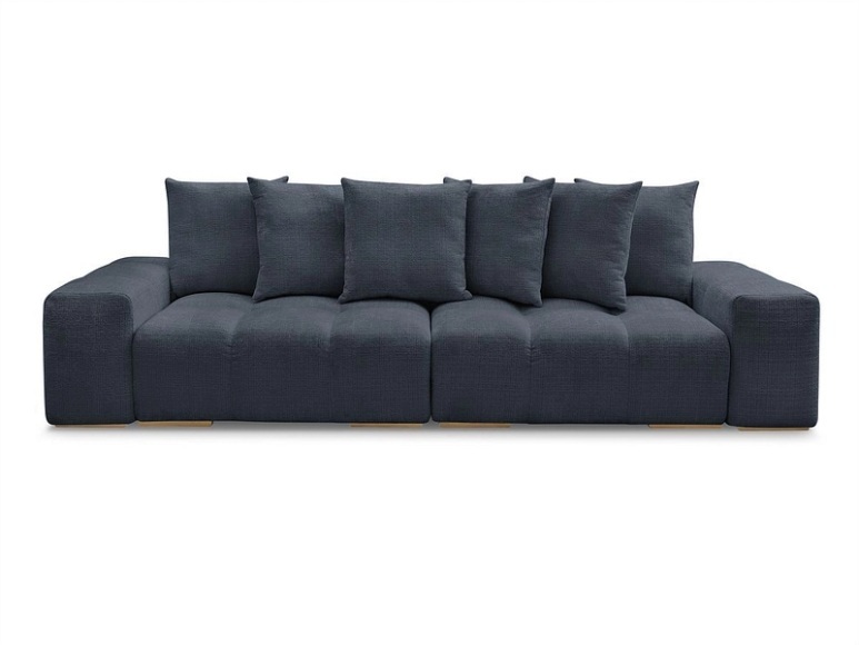 3er Sofa BOBOCHIC ANAKIN Stoff mit Textur dunkelblau