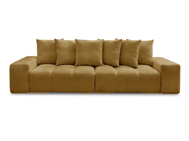 3er Sofa BOBOCHIC ANAKIN Stoff mit Textur gelb