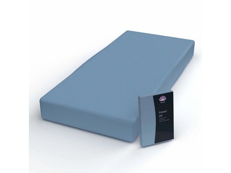 Lotus Bettwaren - Flanell Spannbetttuch, 100X200CM, Blau