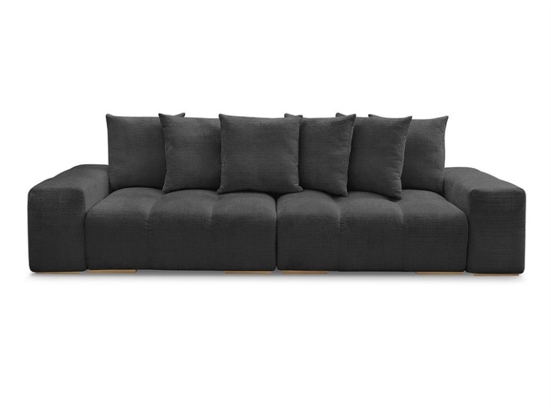 3er Sofa BOBOCHIC ANAKIN Stoff mit Textur schwarz