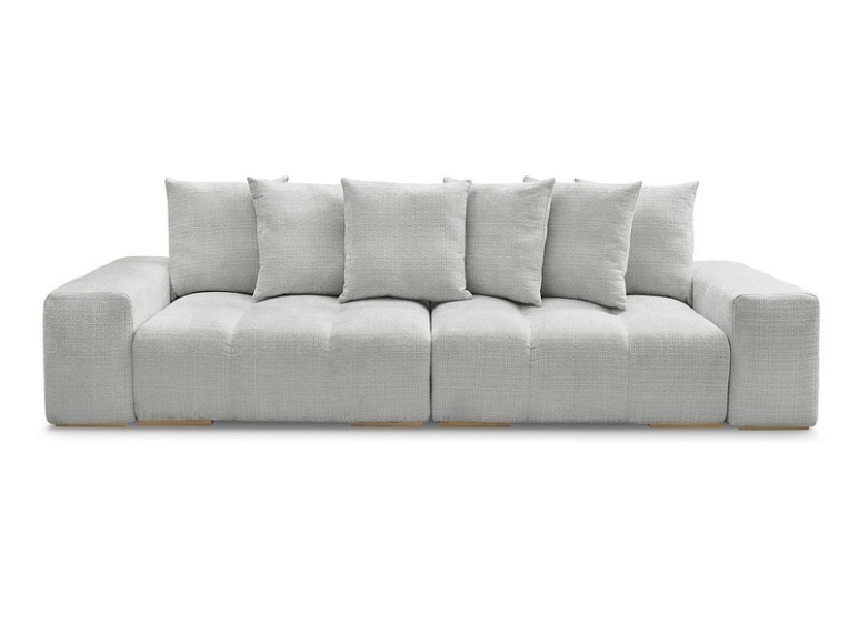 3er Sofa BOBOCHIC ANAKIN Stoff mit Textur hellgrau