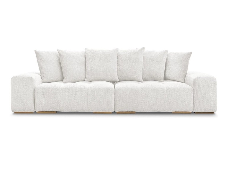 3er Sofa BOBOCHIC ANAKIN Boucle-Stoff weiss