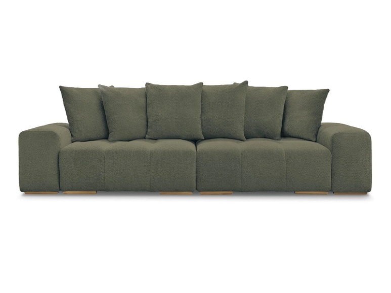 3er Sofa BOBOCHIC ANAKIN Boucle-Stoff grün