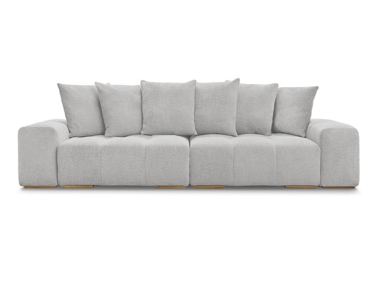 3er Sofa BOBOCHIC ANAKIN Boucle-Stoff hellgrau